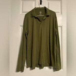 T30- BLOQUV Army Green Knit Henley Shirt